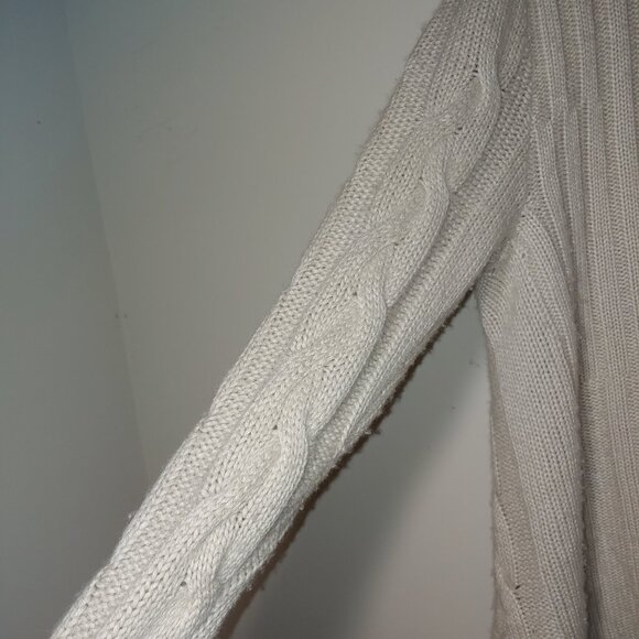 Cashmere Farms Cashmere Silk Blend Chunky Cable Knit Cardigan Sz M Cream - Picture 4 of 7